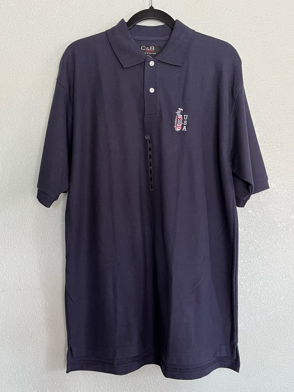 Vintage Croft & Barrow Polo Embroidered Golf Bag USA Patriotic Shirt Size Medium